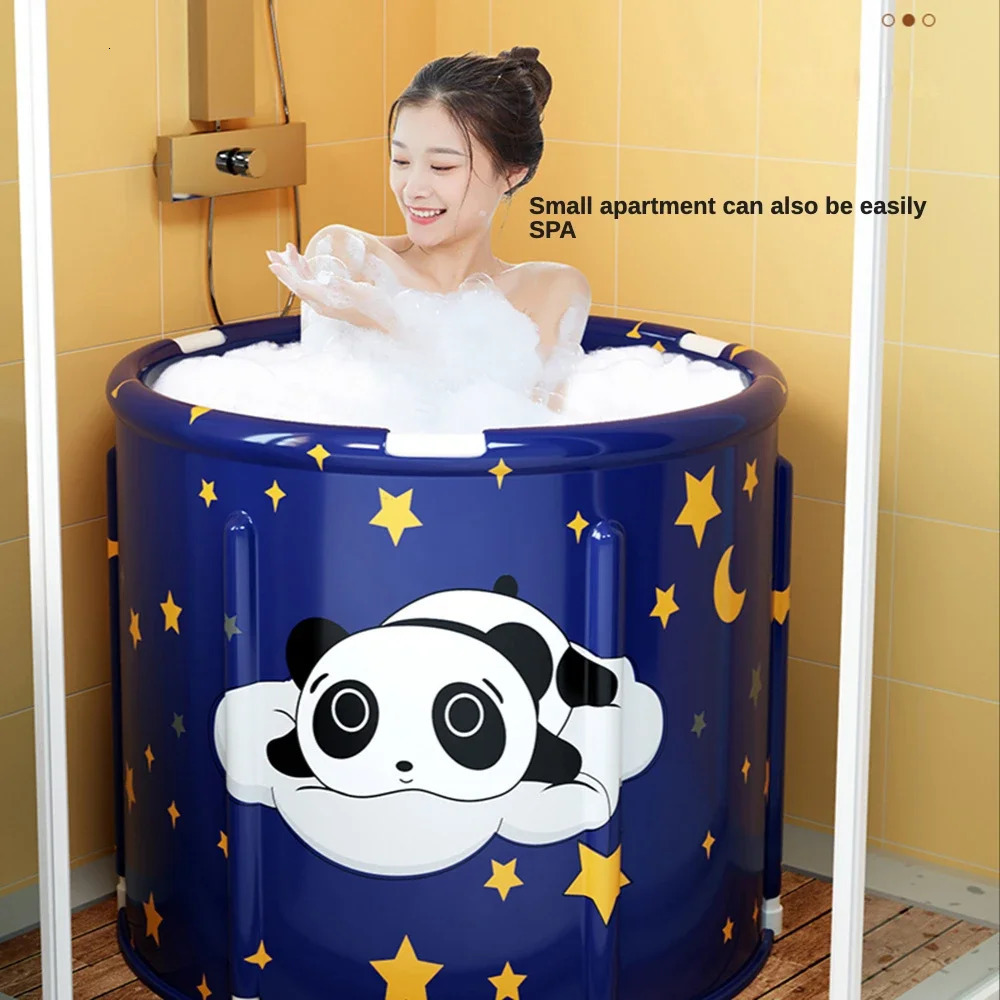 Bathing Tubs Seats Large Folding Bath PVC Portable Bathtub Folded SPA Bucket Adult Tub Baby Children Bathroom Thickening Folding Tubs For Adults 23121
