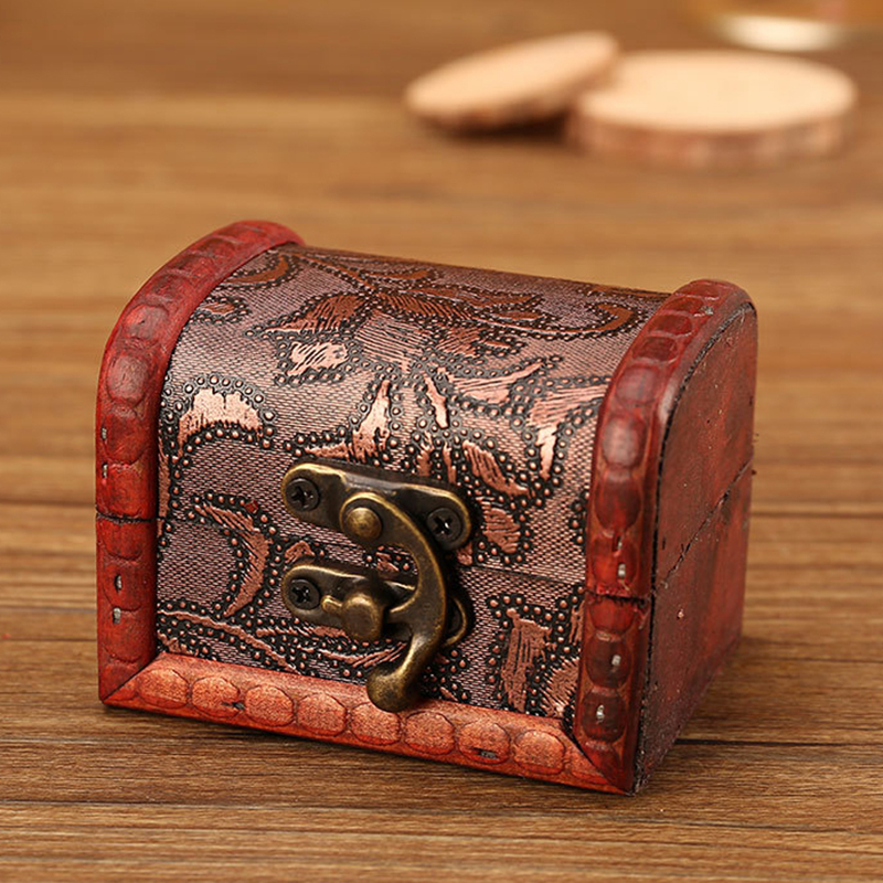 Vintage Jewelry Box Organizer Storage Case Mini Wood Flower Pattern Metal Container Handmade Wooden Small Boxes Gift StorageBox YFA218