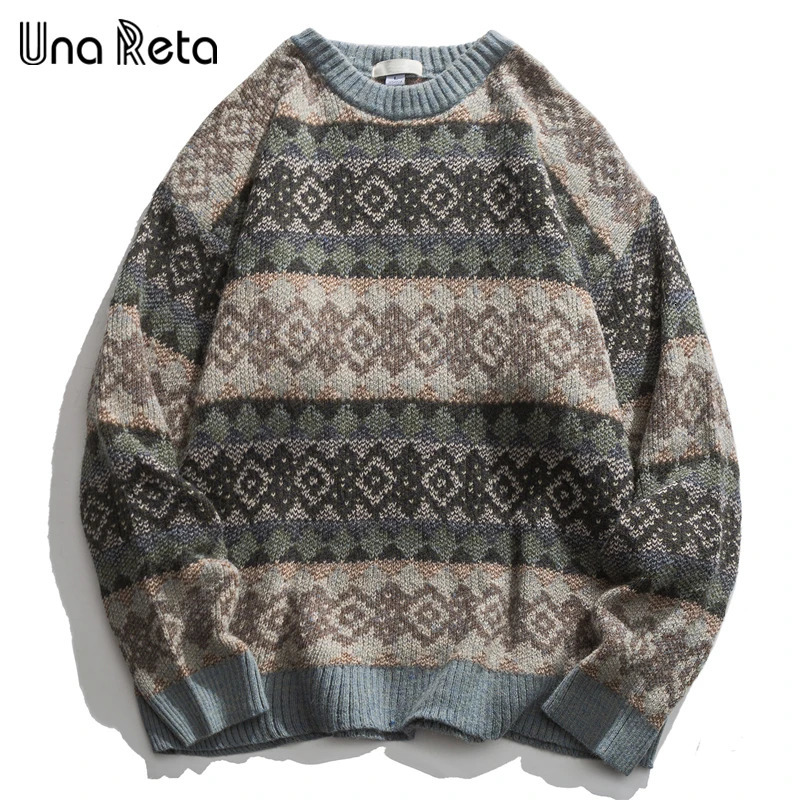 Men's Sweaters Una Reta Geometry Men's Sweater Autumn Winter Hip Hop Sweater Men Streetwear Print Pullover Tops Harajuku Couple Sweater 2312