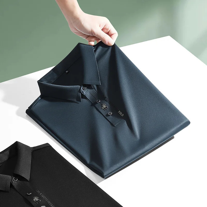 Men's Polos XL-7XL Plus Size POLO Shirt Summer High Elastic Silky Smooth Men's Business Casual Formal Short Sleeve Quick Dry Loose POLO 2312