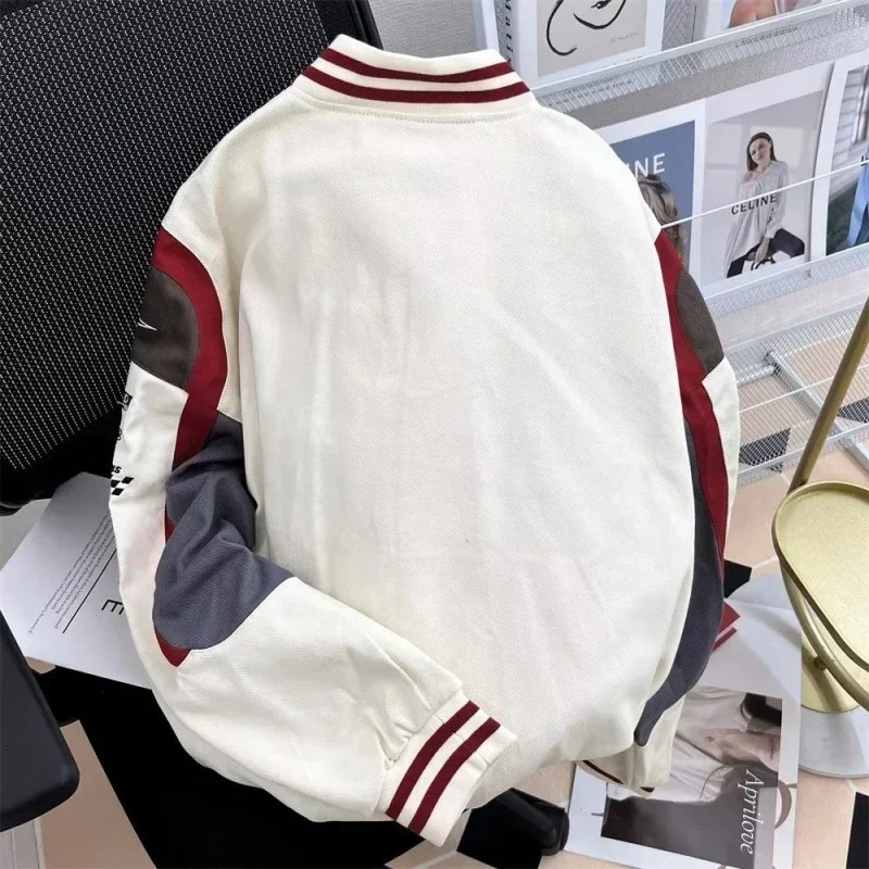 Men's Jackets American High Street Embroidered Baseball Jacket Men Retro Hip-hop Loose Couple Clothes Fashion Personalized Motorcycle Uniform 231