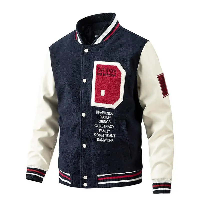 Men's Jackets Baseball Uniform Jacket Men's Autumn And Winter Casual Color Inserted Wool Coat Fashion Personality Top 231212
