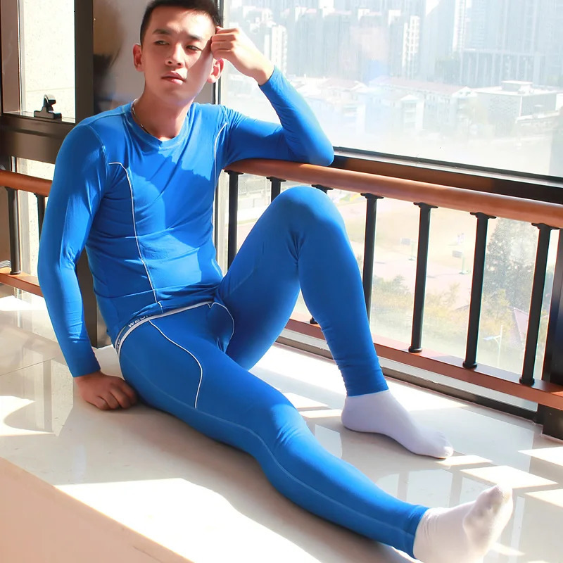 Men's Thermal Underwear clothes trousers mens bamboo fiber thin bottoming thermal underwear suit autumn winter cottonpadded sweater 231212