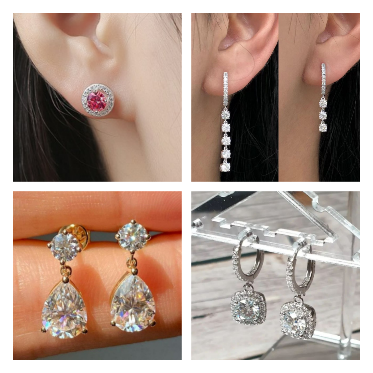 Iced Out Hip Hop Round Shape Vvs Moissanite Stud Earrings Sterg Sier Men and Women