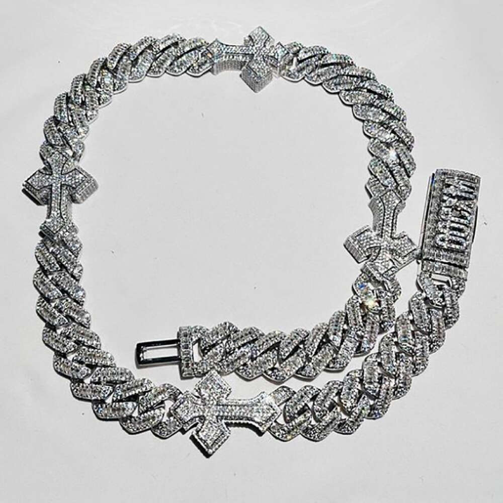 Miami Cuban Link Zuanfa Jewelry Hip Hop Iced Out Thick Solid 925 Silver Vvs Moissanite Cuban Chain