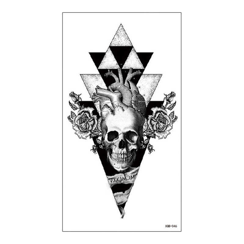 New full arm waterproof tattoo sticker with Sanskrit totem, mermaid dagger, flower