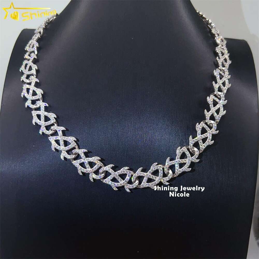 Customized New Design Gra Certificate 15mm Silver Moissanite Iced Out Cuban Link Chain