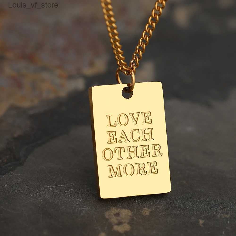Pendant Necklaces Stainless Steel Necklaces Square Letters The World Is Yours Pendants Chain Collar Waterproof Fashion Necklace For Women Jewelry T231