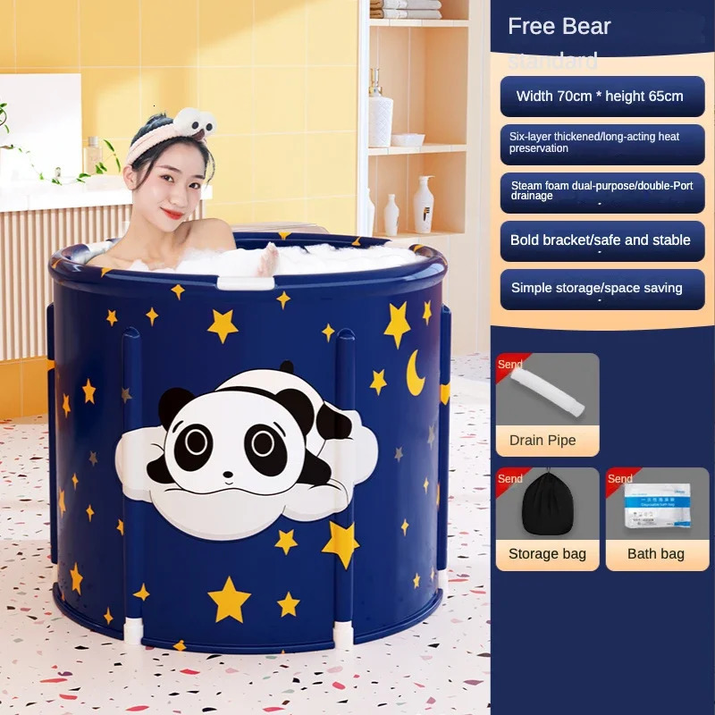 Bathing Tubs Seats Large Folding Bath PVC Portable Bathtub Folded SPA Bucket Adult Tub Baby Children Bathroom Thickening Folding Tubs For Adults 23121