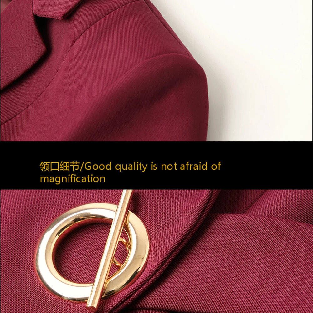 Women's Two Piece Pants Factory spot wholesale wine red blue black 5XL women's winter two-piece formal Long Sleeve Ruffle slim fitting suit 