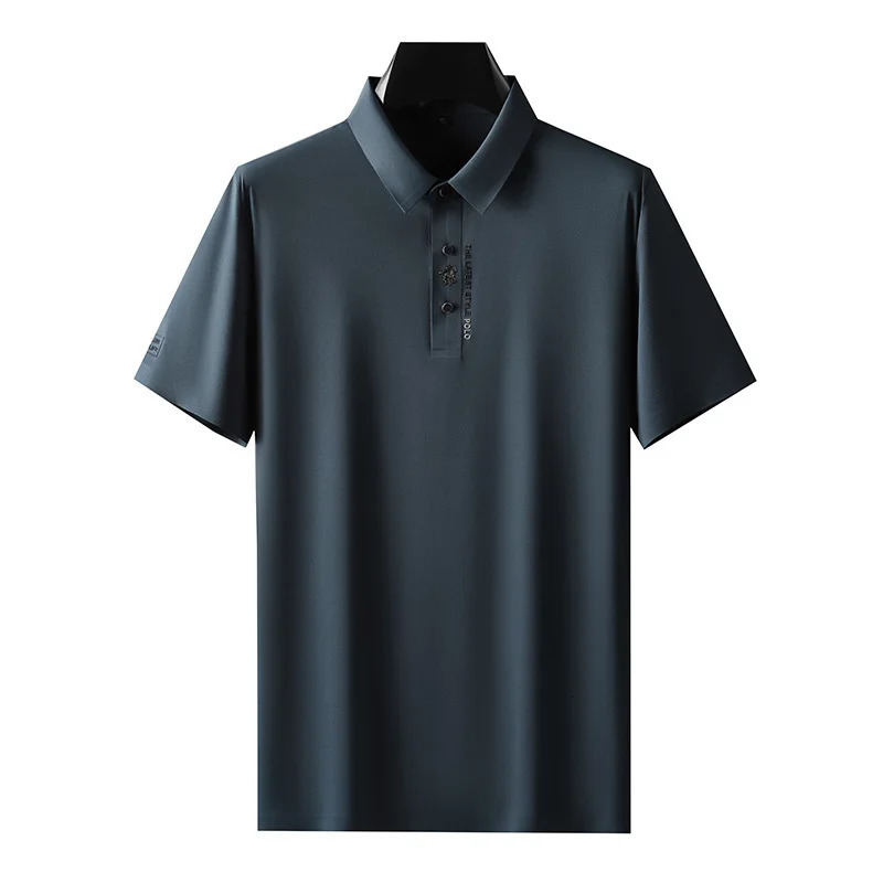 Men's Polos XL-7XL Plus Size POLO Shirt Summer High Elastic Silky Smooth Men's Business Casual Formal Short Sleeve Quick Dry Loose POLO 2312