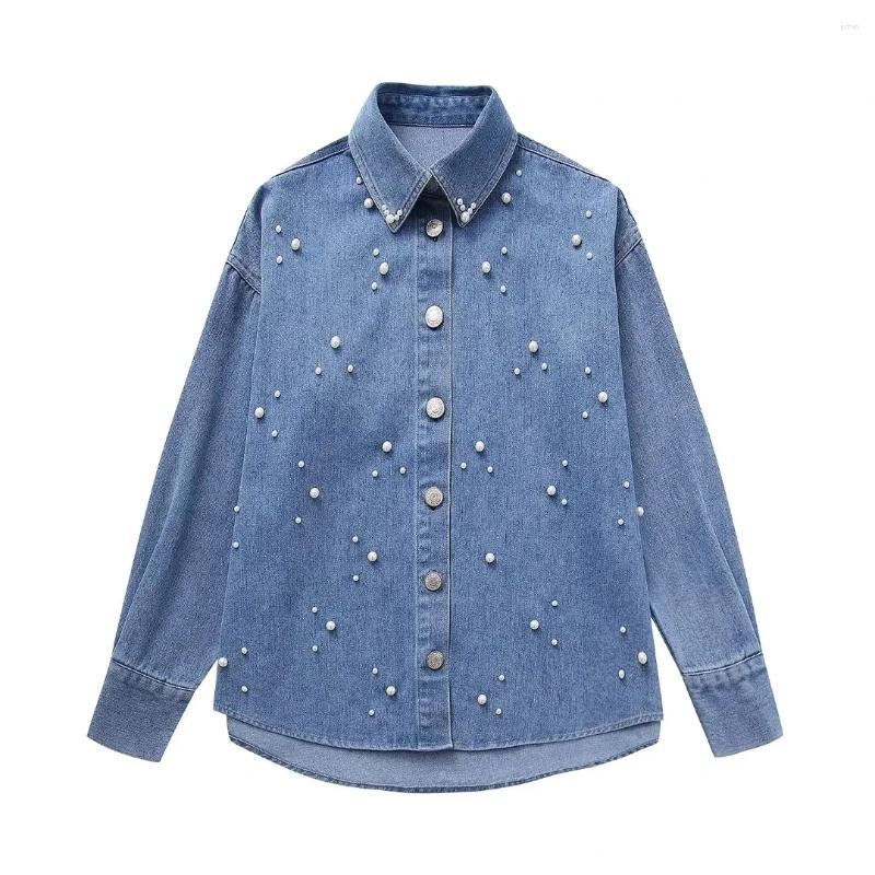 Womens Blouses Women Denim Shirt 2023 Autumn Long Sleeve Elegant Female Casual Streetwear Tops