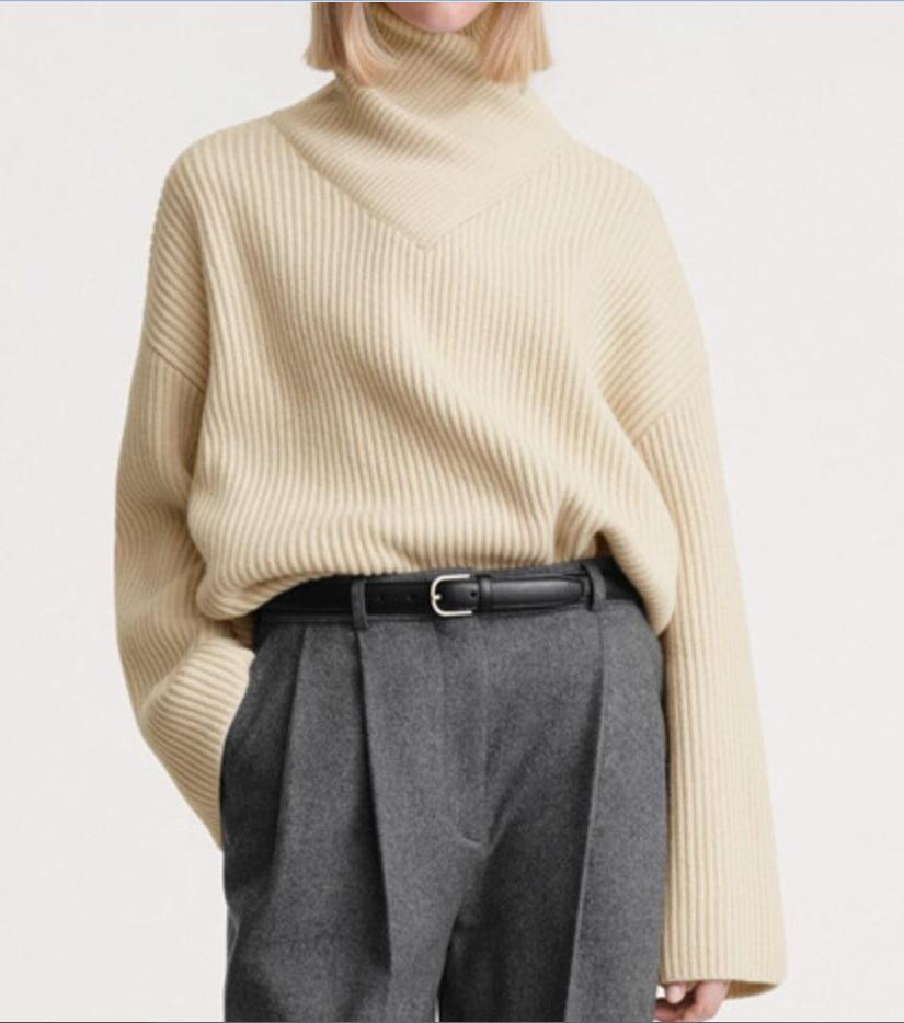 New sweater women's tte loose high necked long sleeved wool knitted top