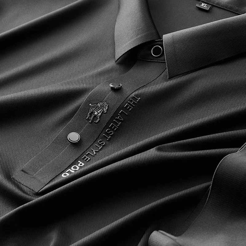 Men's Polos XL-7XL Plus Size POLO Shirt Summer High Elastic Silky Smooth Men's Business Casual Formal Short Sleeve Quick Dry Loose POLO 2312