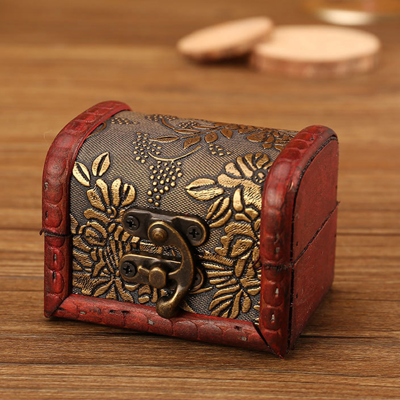 Vintage Jewelry Box Organizer Storage Case Mini Wood Flower Pattern Metal Container Handmade Wooden Small Boxes Gift StorageBox YFA218