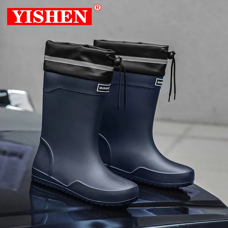 Boots YISHEN Rain Man Shoes High Top Climbing Fishing Rubber Winter Waterproof Mens Garden Unisex Botas De Iluvia 231212