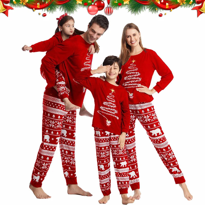 Family Matching Outfits Family Matching Christmas Pajamas Set 2024 Xmas Father Mother Daughter Family Look Clothes Adult Kids Sleepwear Pyjamas Outfit
