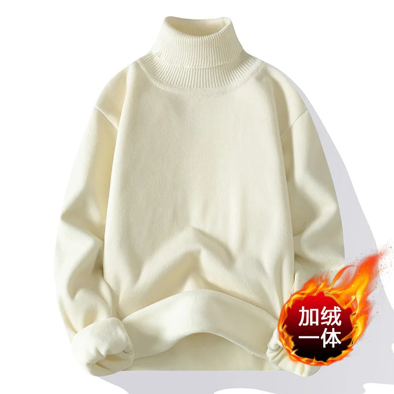 Men's Sweaters Men Sweater Autumn Winter Knitted Turtleneck Thick Fleece Inside Solid Color Pullovers Men Casual Sweater Pullovers 231212