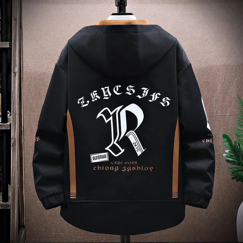 Men's Jackets Autumn Hooded Jacket Men Breathable Outwear Male Patchwork Color Streetwear Comfortable Casual Clothing Plus Size 4XL 231212