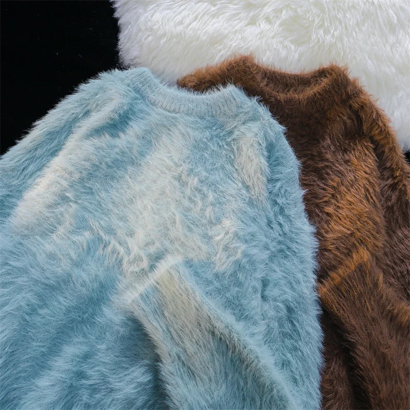 Men's Sweaters Men Autumn Winter Oversize Solid Color Knitted Jumpers Male O-neck Sweater Tops Men Long Sleeve Warm Pullovers I594 231212