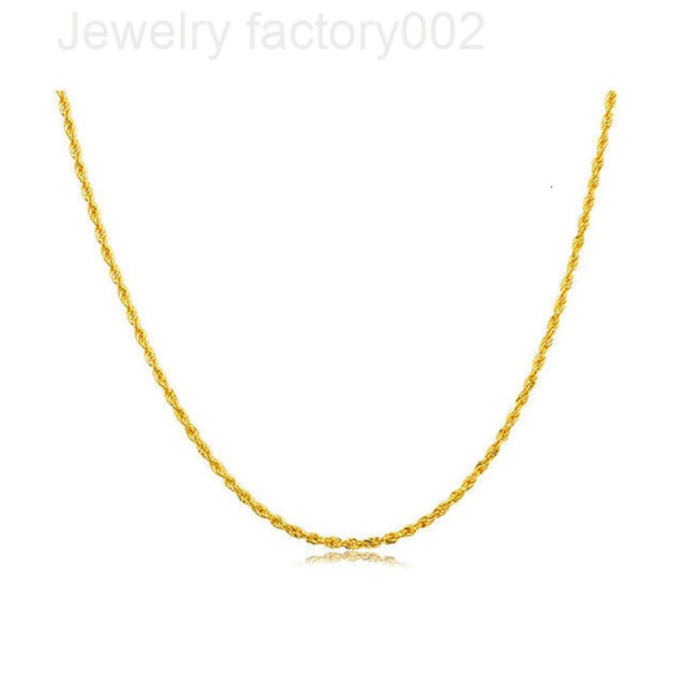 18k Real Solid Twisted Link Rope Gold Chains Choker Necklace For Women Jewelry