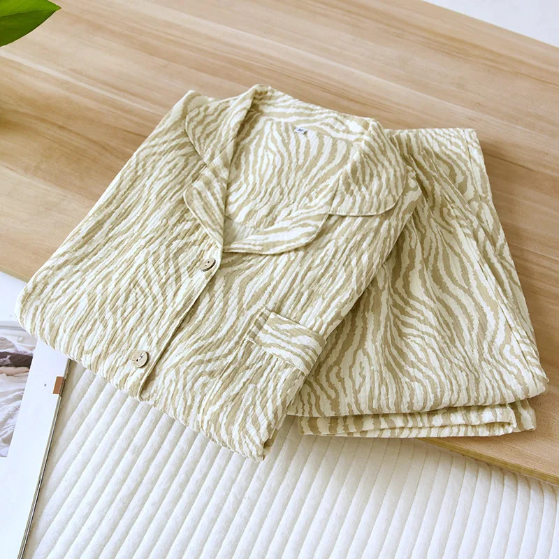 Womens Sleepwear Spring and Autumn Womens Pajamas Two Piece Set 100% Cotton Long Sleeve Pants Simple Casual Home Furnishing Set 231213