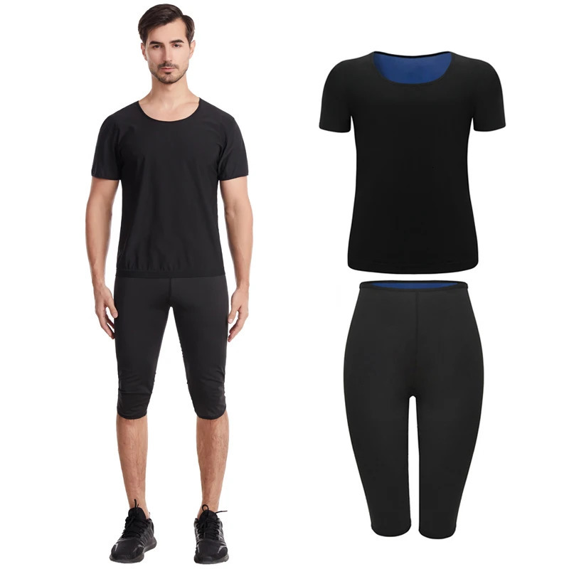 Men's Thermal Underwear Mens Sauna Suit Heat Trapping Shapewear Sweat Body Shaper Shirt Slimmer Pants Compression Top Fitness Leggings Sets 23121
