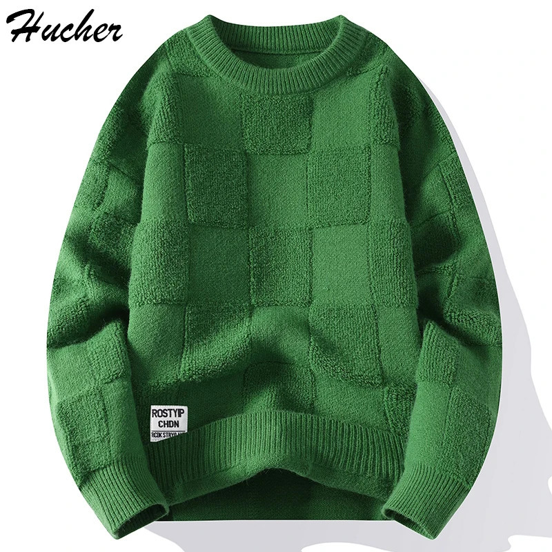 Men's Sweaters Huncher Mens Knitted Sweater Men Winter Thick Fluffy Casual Oversized Vintage Jumper Male Korean Fashion Crewneck Sweaters 231212