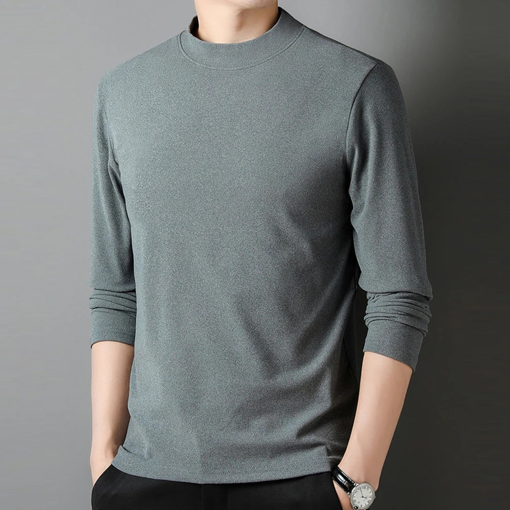 Men's Thermal Underwear Mens Half High Collar Warm TShirt Plain Casual Solid Color Tee Tops Pullovers T Shirt Clothing 231212