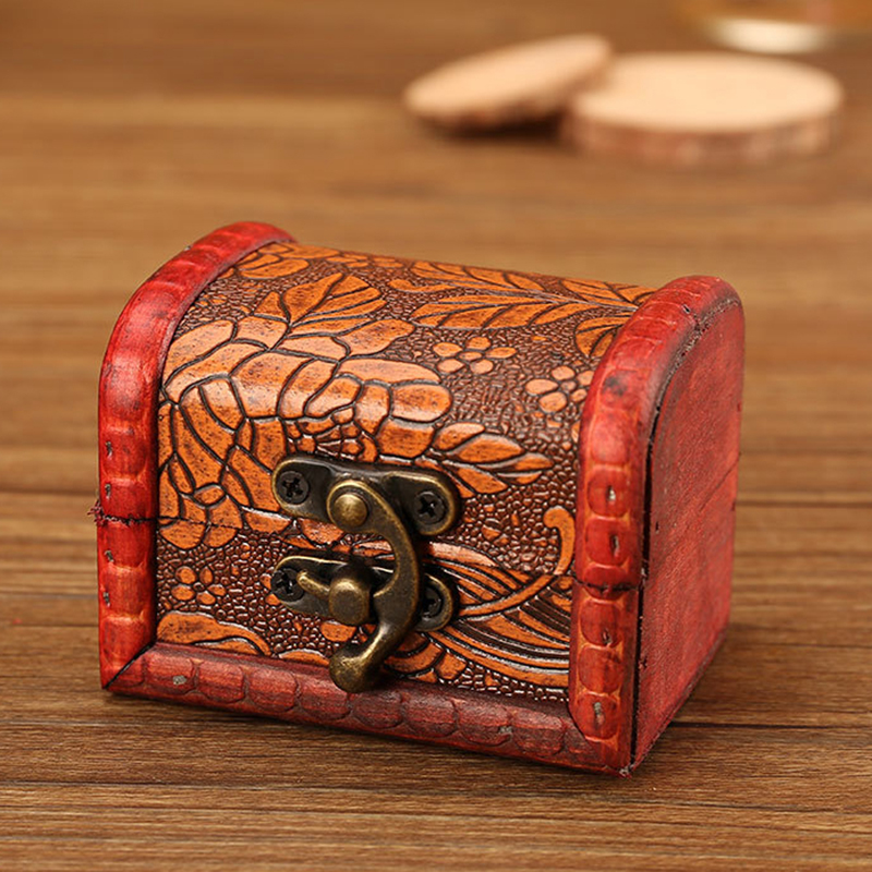 Vintage Jewelry Box Organizer Storage Case Mini Wood Flower Pattern Metal Container Handmade Wooden Small Boxes Gift StorageBox YFA218