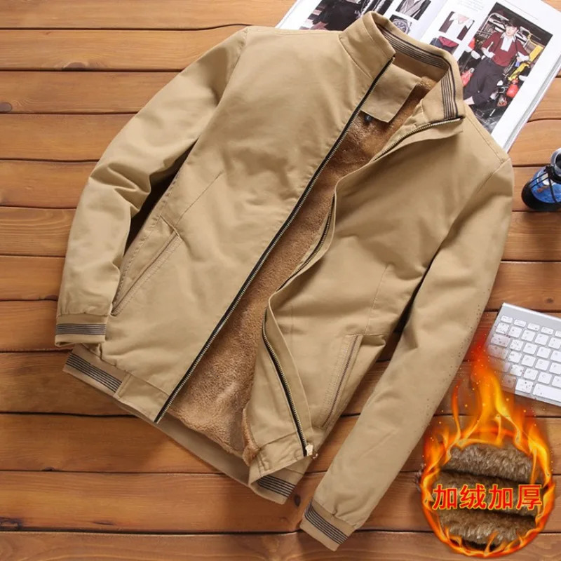Men's Jackets Autumn Winter Fleece Jacket Men Coat Jackets Solid Color Fashion Casual Coat Military Baseball Coats Clothing 231212