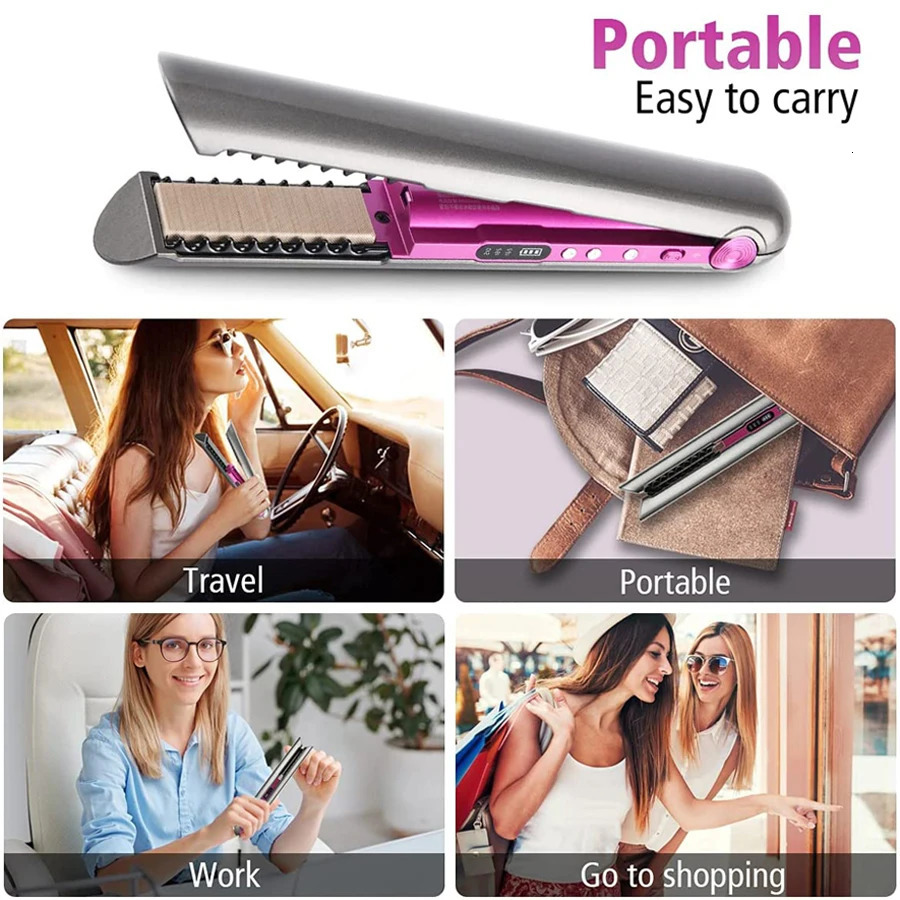 Portable Wireless Hair Straightener - 2024 Professional Mini Flat Iron with Charging Base, USB Cordless Rechargeable Curg Iron, Tourmae Ceramic, 160-2