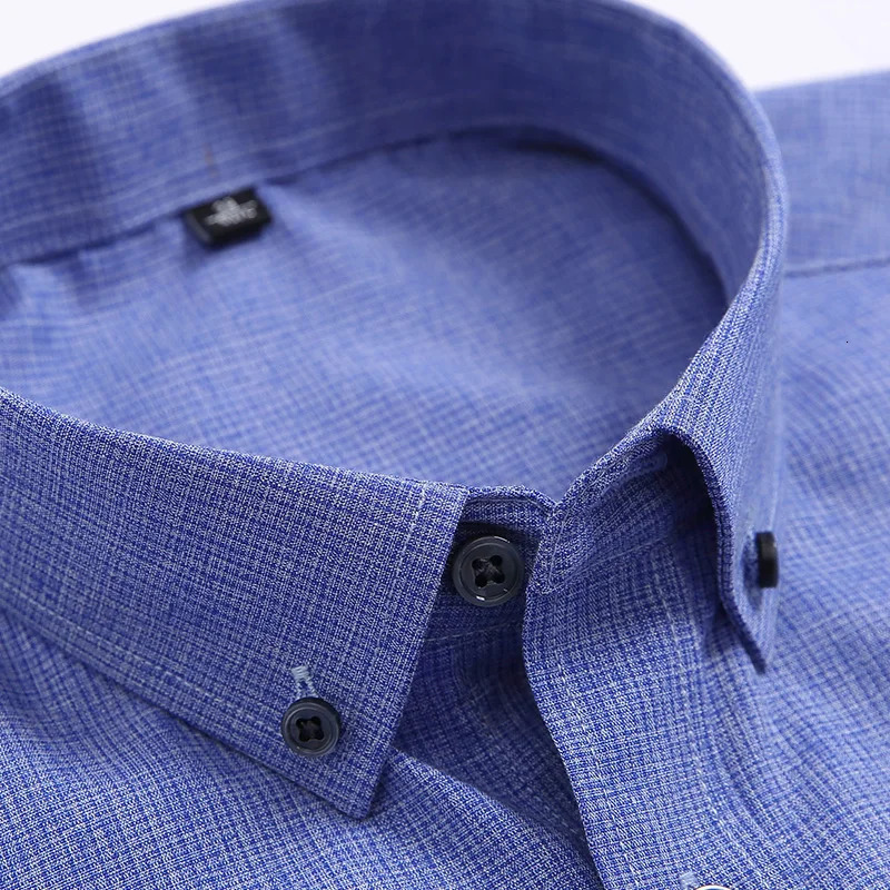 Men's Dress Shirts Bamboo Fiber Stretch Casual Long Sleeve Embroidered Standardfit Soft Wrinkle Resistant Buttondown Shirt 231212