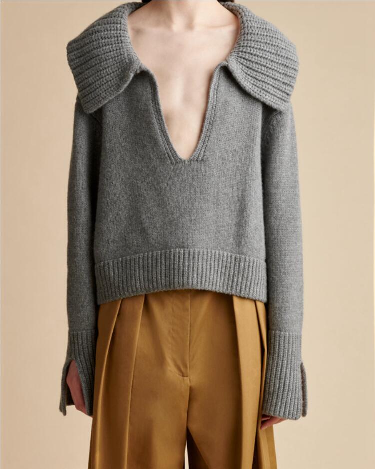KHAIT * Woolen sweater women's new loose collar long sleeved pullover sweater for autumn and winter -24