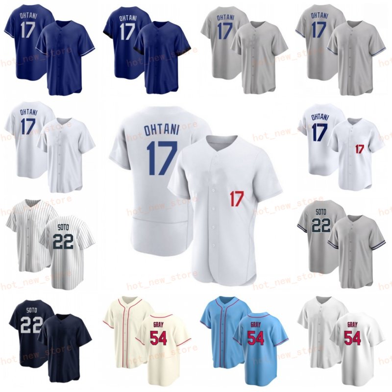Shohei Ohtani 17 Baseball Jerseys Juan Soto 22 Sonny Gray 54 Blue White Gray Cream Men Women Youth Stitched Jersey