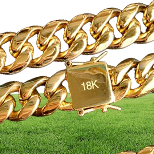 18K Gold Plated Necklace High Quality Miami Cuban Link Chain Necklace Men Punk Stainless Steel Jewelry