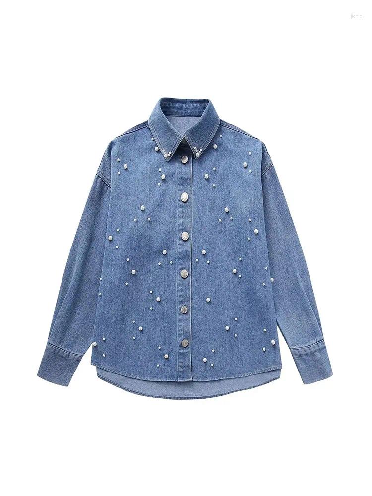 Womens Blouses Women Denim Shirt 2023 Autumn Long Sleeve Elegant Female Casual Streetwear Tops