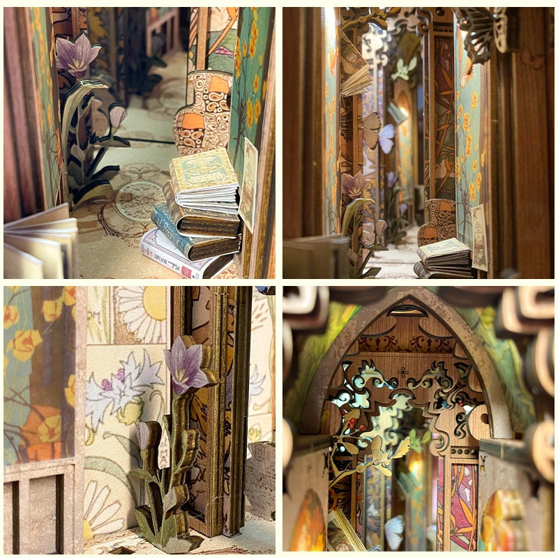 Architecture/DIY House CUTEBEE DIY Book Nook Kit Butterfly Miniature Doll House Book Nook with Furniture Assemble Toys Birthday Gift 231212