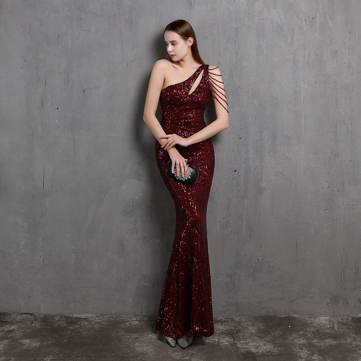Plus Size Gold Sequins Mermaid Prom Dresses Elegant Evening Gowns One Shoulder Women Sexy Long Dinner Party Formal Gown for Bridemaid