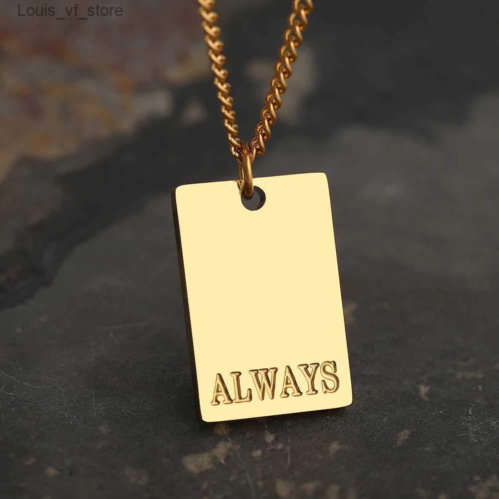 Pendant Necklaces Stainless Steel Necklaces Square Letters The World Is Yours Pendants Chain Collar Waterproof Fashion Necklace For Women Jewelry T231