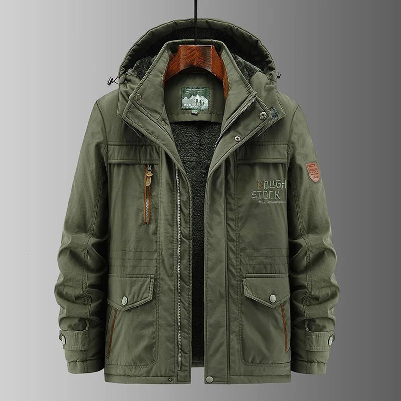 Mens Jackets Winter Windbreaker Fleece Warm Thick Windproof Parkas Men Fashion Hooded Military Jacket Coat Male Size M6XL 231212 - view 4