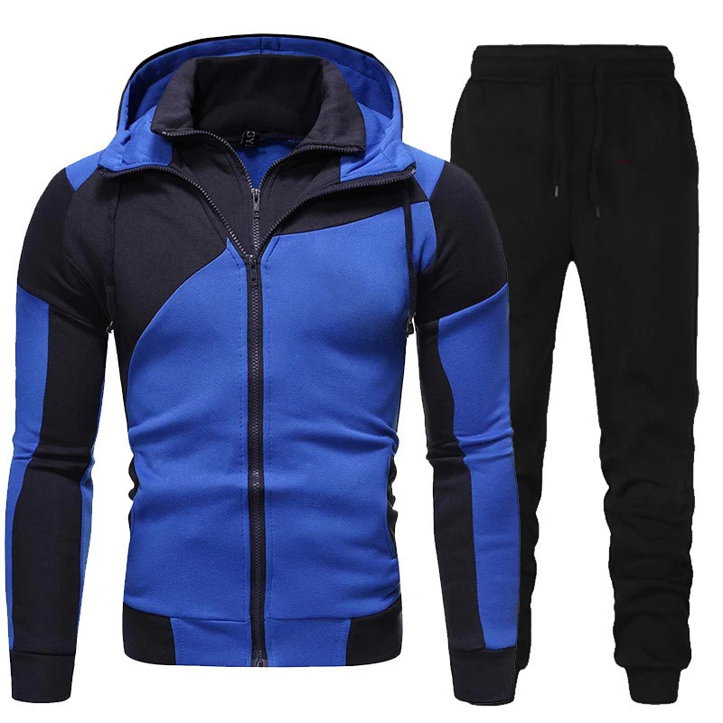 Men's Tracksuits Men Tracksuits Set Spring Autumn Long Sleeve Hoodie Zipper Jogging Trouser Patchwork Fitness Run Suit Casual Clothing Sportswear