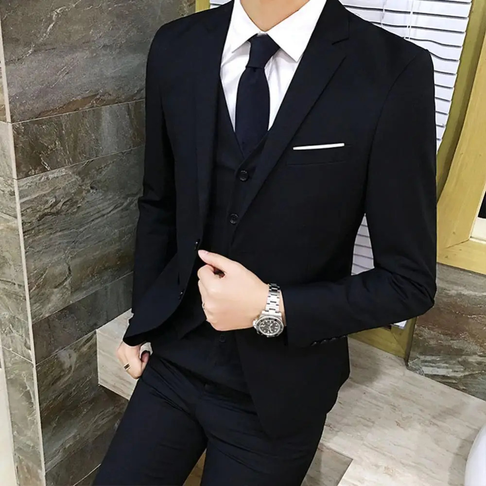 Mens Tracksuits 3piece set mens wedding ultrathin solid color business office formal tank top jacket pants clothing family 231213