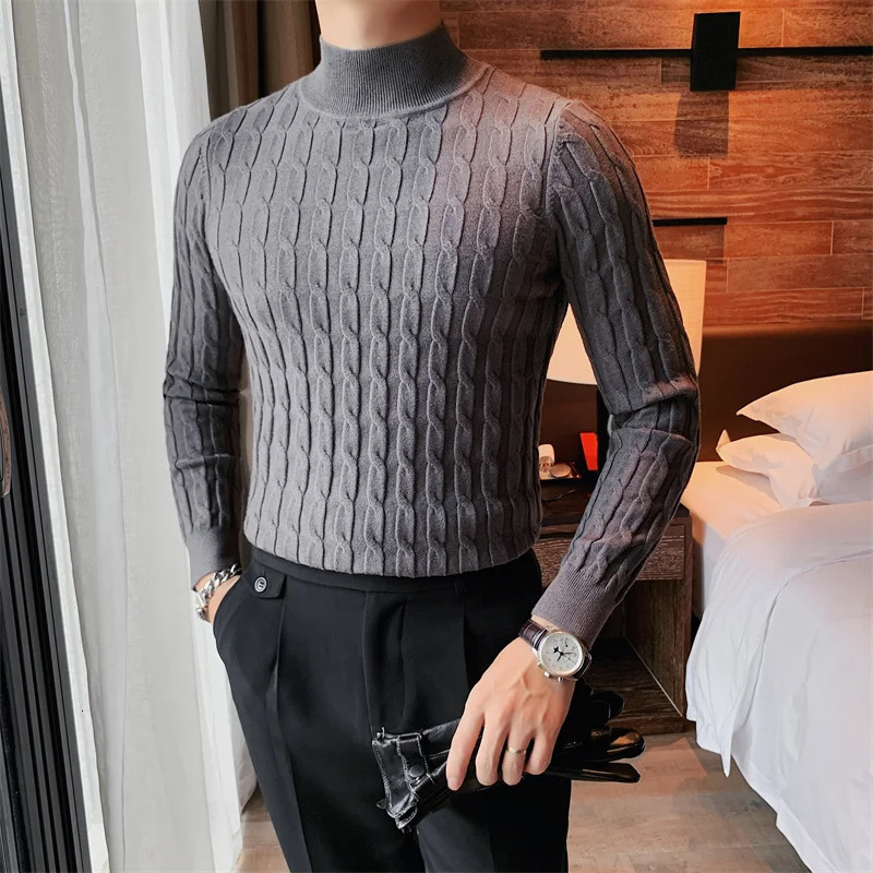 Men's Sweaters Autumn Winter Turtleneck Fashion Simple Slim Sweater Men Clothing High Collar Casual Pullovers Knit Shirt Plus size S-3XL 231212