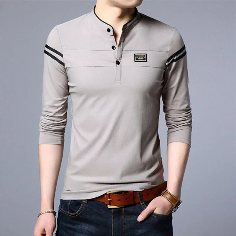 Men's Polos Fashion Men Long Sleeve Basic Polo Shirts Spring Autumn Striped Slim Tees Korean Male Clothes Business Casual Tops 231212