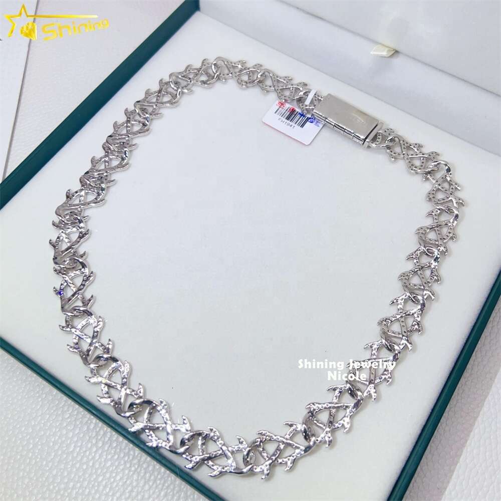 Customized New Design Gra Certificate 15mm Silver Moissanite Iced Out Cuban Link Chain