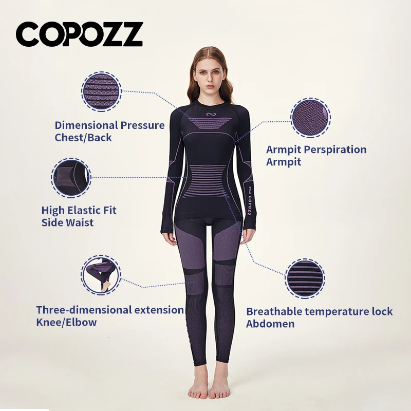Men's Thermal Underwear COPOZZ Men Women Ski Sets Sports Quick Dry Tracksuit Fitness Workout Exercise Tight Shirts Jackets Sport Suits 231212