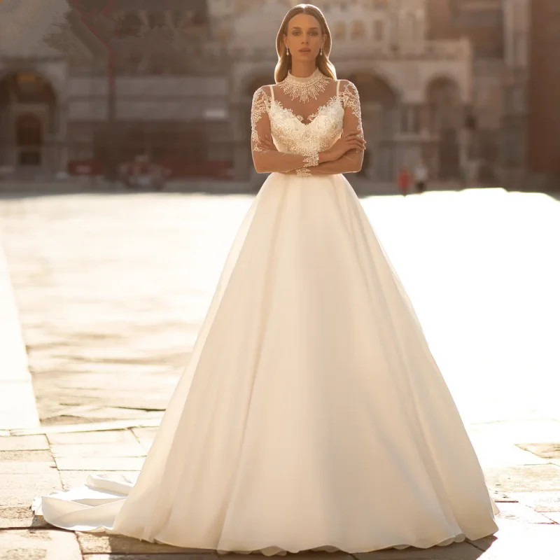 Luxury Beach Wedding Dresses Backless Flowers Sleeveless V-neck Boho A-Line Princess Bride Gowns Vestido De Novia New