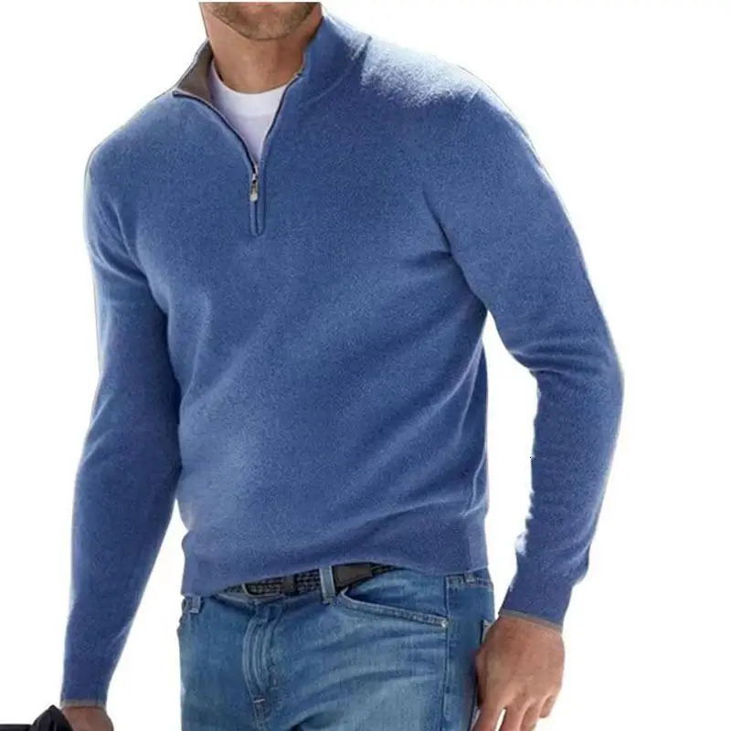 Men's Polos Casual VNeck Male Blouse Autumn Winter Long Sleeve Polo Shirt Solid Color Half Zipper Slim Pullover for Men Warm Tops S4Xl 231212