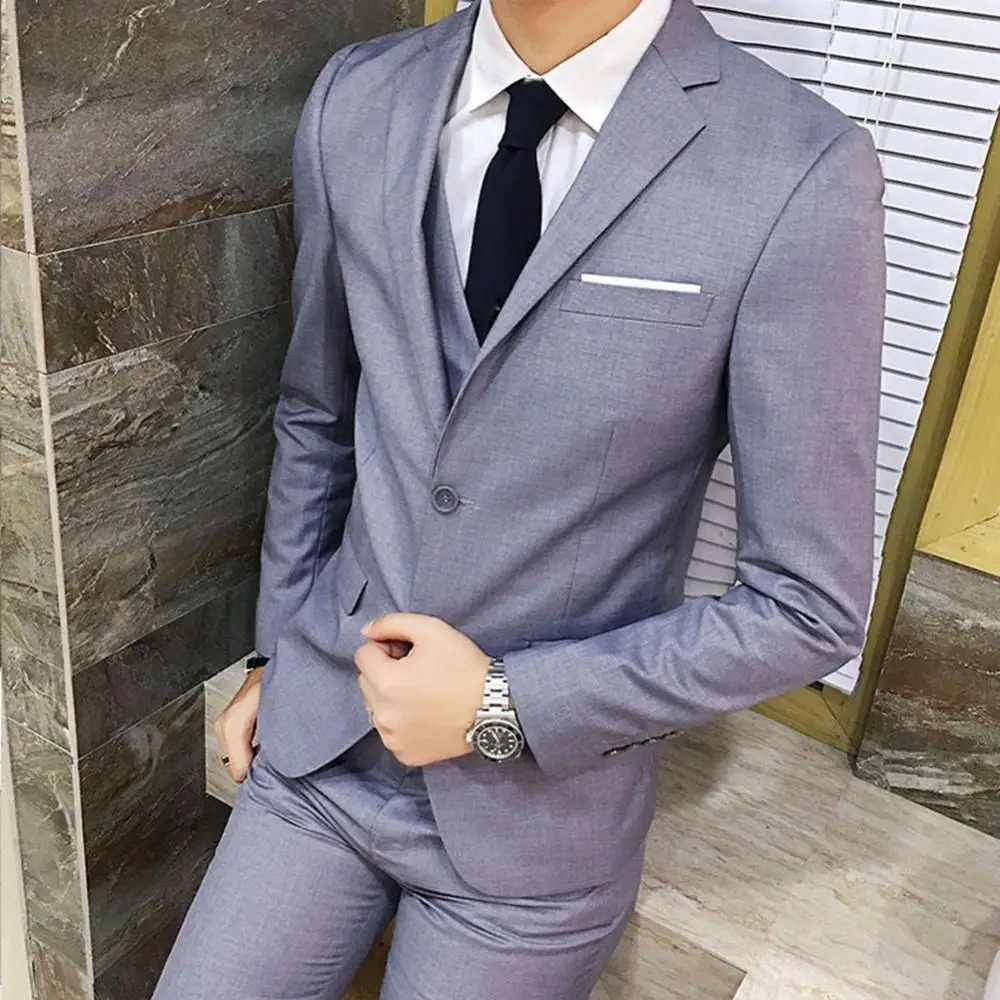 Mens Tracksuits 3piece set mens wedding ultrathin solid color business office formal tank top jacket pants clothing family 231213